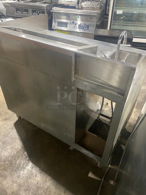 Craig Commercial Custom-Made Workstation! With Built In Hand Sink! With Faucet And Handles! With Topping Rail! With Back And Side Splashes! With 2 Door Storage Space Underneath! All Stainless Steel! On Legs! - Image 3 of 9