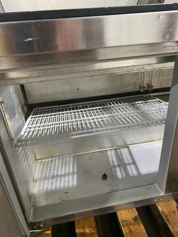 Continental Commercial Refrigerated Sandwich Prep Table! With Double Over Head Shelf! With 2 Door Underneath Storage Space! With Poly Coated Racks! All Stainless Steel! Model: SW6024M SN:15718727 115V - Image 6 of 10