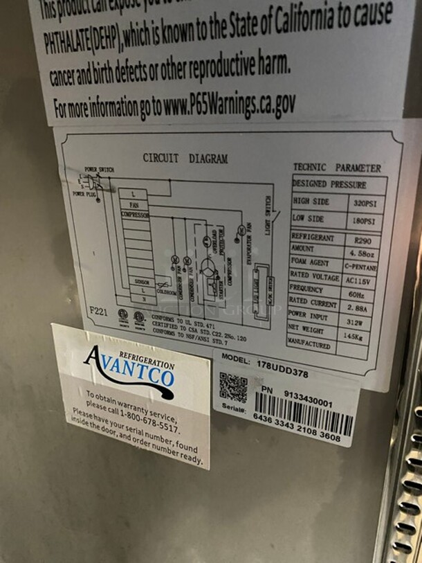 NICE! Avantco Commercial Refrigerated Dual Tower Kegerator! With Towers! With 3 Door Storage Space Underneath! Poly Coated Racks! Model: 178UDD378 SN:6436334321083606 115V - Image 7 of 10