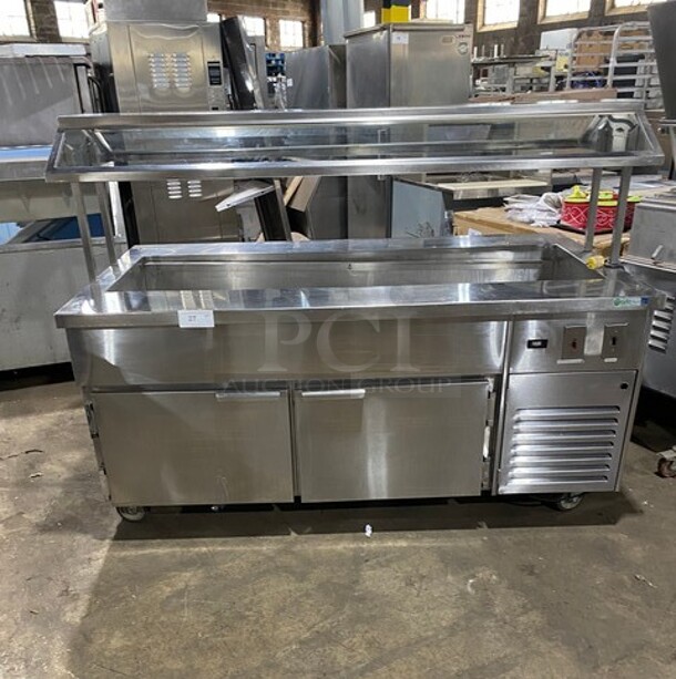 All Stainless Steel Commercial Refrigerated Cold Pan Station! With Underneath 2 Door Storage Space! On Casters! - Image 1 of 6