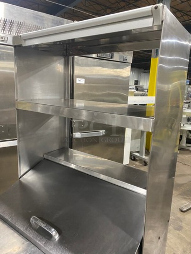 Turbo Air Refrigerated Salad Bar Island! With Double Over Head Shelf Storage! Single Door Storage Space Underneath! All Stainless Steel! On Casters! Model: MST28 115V - Image 9 of 10