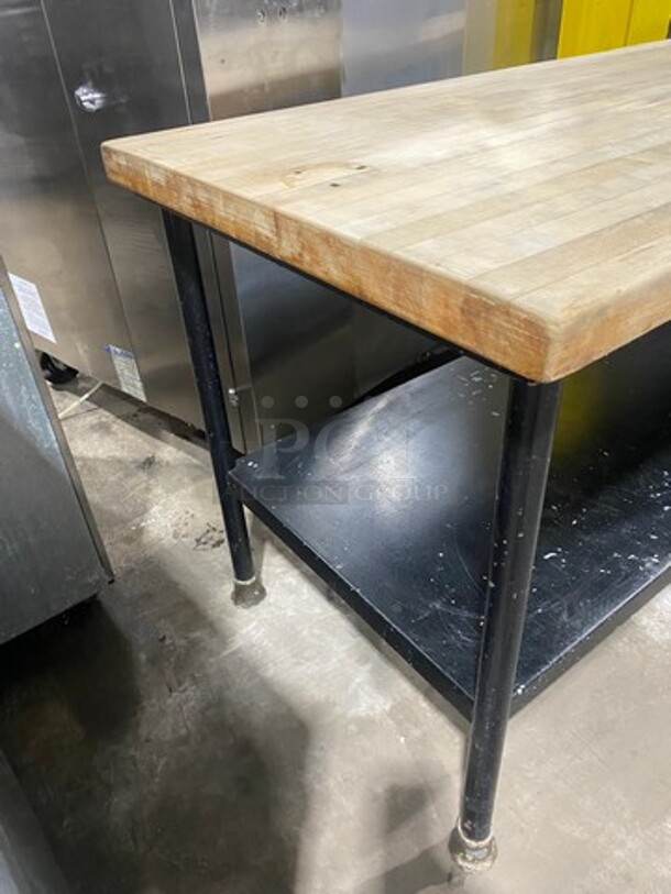 Commercial Butcher Block Table! With Storage Space Underneath! With Single Drawer! Stainless Steel Body! On Legs! - Image 3 of 9
