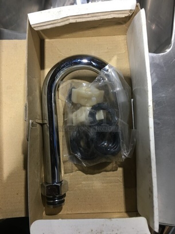 GREAT! NEW! Custom Metal Commercial Sink! With Faucet And Handles! With Back And Side Splashes! With Storage Space Underneath! Stainless Steel! On Legs! - Image 6 of 10