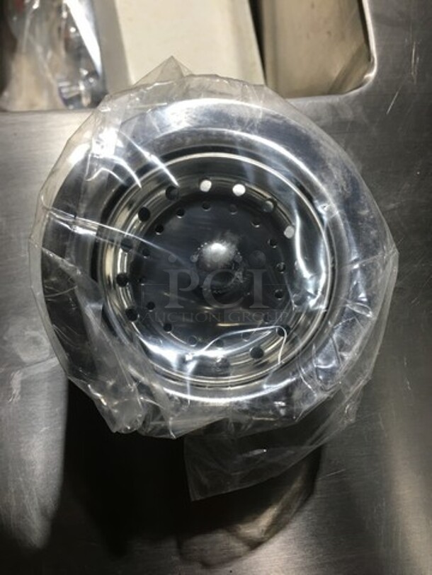 GREAT! NEW! Custom Metal Commercial Sink! With Faucet And Handles! With Back And Side Splashes! With Storage Space Underneath! Stainless Steel! On Legs! - Image 7 of 10