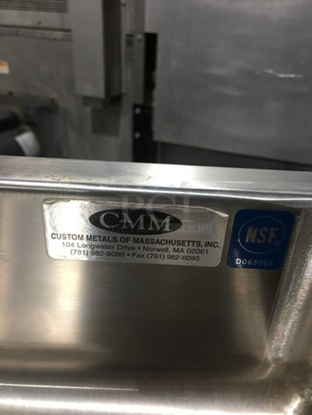 GREAT! NEW! Custom Metal Commercial Sink! With Faucet And Handles! With Back And Side Splashes! With Storage Space Underneath! Stainless Steel! On Legs! - Image 8 of 10