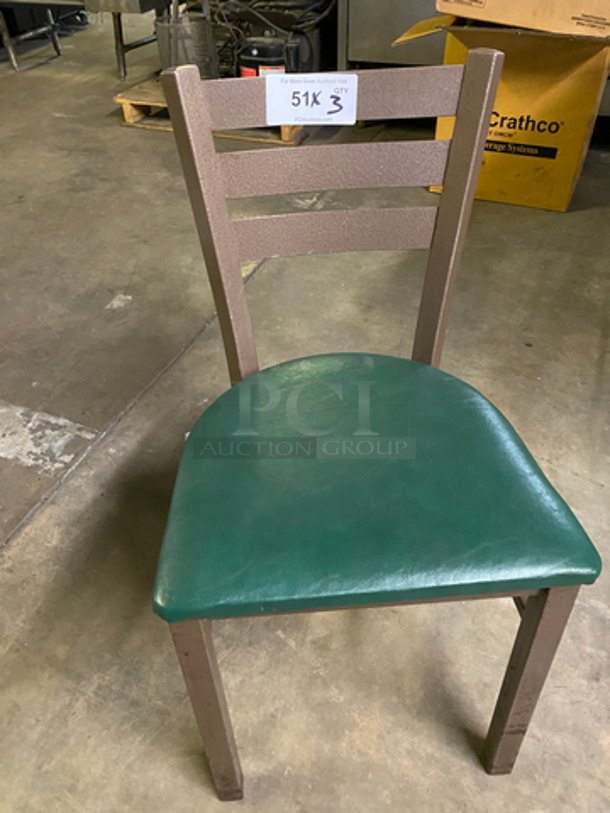 Red, Green And Tan Cushioned Chairs! With Brown Metal Body! 9x Your Bid! - Image 3 of 6