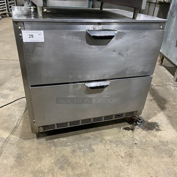 Beverage Air Commercial Refrigerated 2 Drawer Lowboy Worktop Cooler! All Stainless Steel! On Casters! Model UCRD36A SN 11213311 115V PHASE 1 - Image 1 of 7