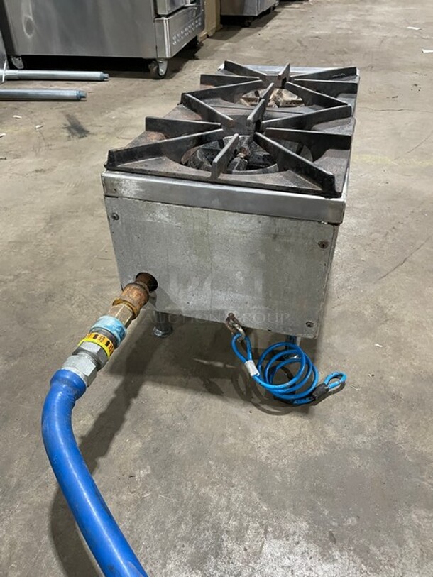 Wow! APW Wyott Commercial Natural Gas Powered Countertop 2 Burner Hot Plate Range! Stainless Steel! On Legs! - Image 3 of 10