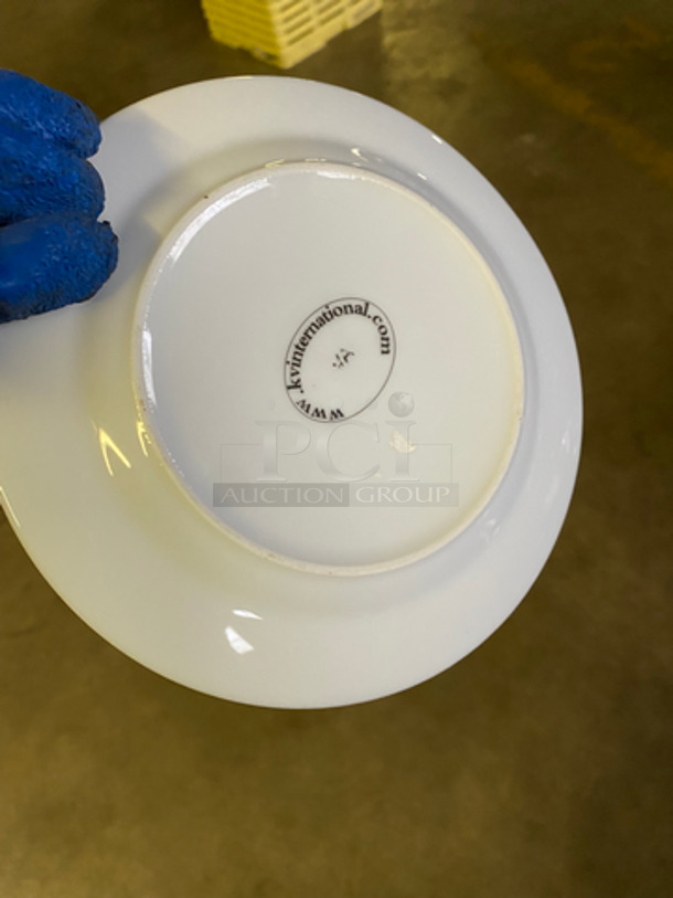 KV 7 1/2" White Ceramic Plates! Includes Black Poly Crates! 6x Your Bid! - Image 5 of 6