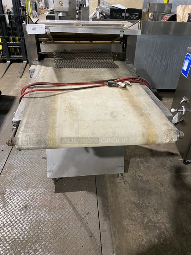 Lucks Floor Style Commercial Dough Sheeter/Molder! On Casters! Working When Removed! Model: LSM24 SN: 1021070 115V 60HZ 1 Phase