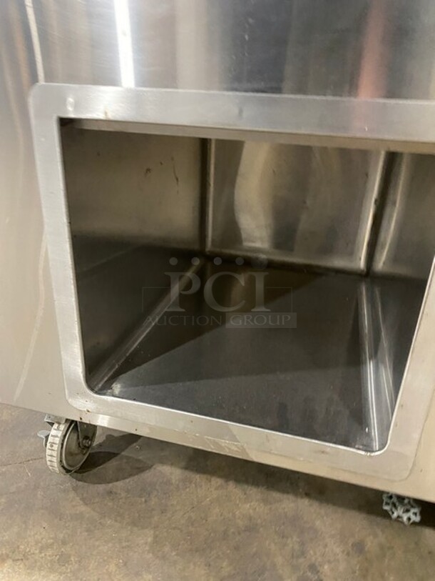 Low Temp Commercial Refrigerated Food Serving Station Counter/ Cold Pan! With Sneeze Guard! Stainless Steel Body! On Casters! Model: 50CFMX SN:FO4C05885L 120V 1PH - Image 8 of 10