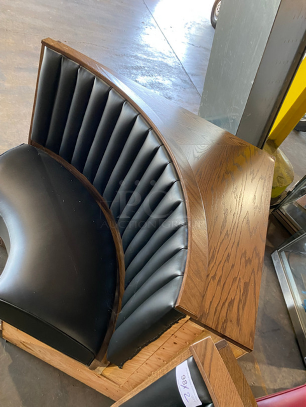 NEW! Single Sided Curved Black Cushioned Booth Seat! With Wooden Outline! Perfect For In The Corner Placement! Can Be Connected With Any Of The Booths Listed! 2x Your Bid! - Image 5 of 9