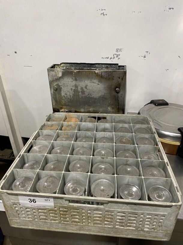 ALL ONE MONEY! Clear Glass Stemmed Drinking Glasses! Includes Poly Cup Crate! - Image 1 of 4