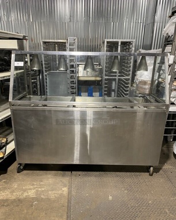 All Stainless Steel! Commercial Electric Powered Steam Table! With Storage Space Underneath! On Casters! Working!