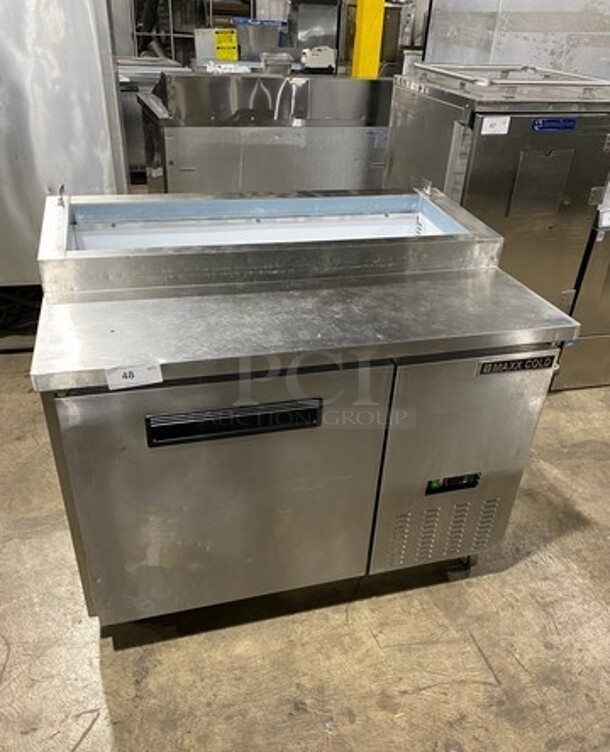 Maxx Cold Commercial Refrigerated Pizza Prep Table! With Single Door Storage Space! All Stainless Steel! On Casters! Model: MXCPP50 SN: 6023925 115V 60HZ 1 Phase - Image 1 of 9