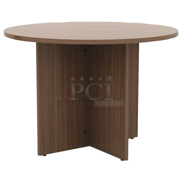 BRAND NEW SCRATCH & DENT! Alera ALEVA7142WA Valencia 42" Round Modern Walnut Conference Table.  - Image 1 of 1