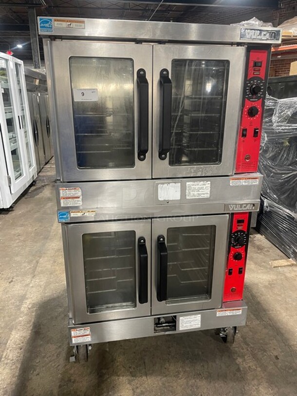 Vulcan Commercial Natural Gas Powered Double Deck Convection Oven! All Stainless Steel! With Metal Oven Racks! On Casters! Model: VC4GD-SEFCCC5 SN: 482010970! 2X Your Bid Makes One Unit!  - Image 1 of 10