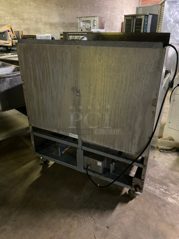 Frymaster Commercial Natural Gas Powered Deep Fat Fryer! With Side Dumping Station! With Back Splash! 2 Metal Frying Baskets! All Stainless Steel! On Casters! Model: 11814NSC SN: 1412PO0003 110/120V 60HZ 1 Phase - Image 4 of 11