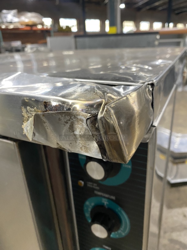 Sweet! Franklin Gas Powered Double Stacked 6/13 Series Convection Oven W/ One View Through &  Solid Doors! With Metal Oven Racks and Thermostatic Controls! On Commercial Casters! Working When Removed! 2 X Your Bid Makes One Unit! - Image 8 of 9
