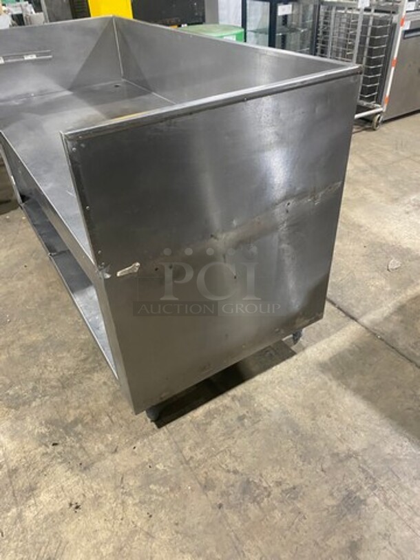 Custom Made Commercial Work Top Table/ Equipment Stand! With Raised Back And Side Splashes! With Storage Space Underneath! All Stainless Steel! On Legs! - Image 2 of 6
