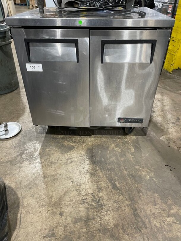 True Commercial 2 Door Lowboy/Worktop Cooler! All Stainless Steel! On Casters! Model: TUC36 SN: 8710930! 115V 60HZ 1 Phase! - Image 1 of 7