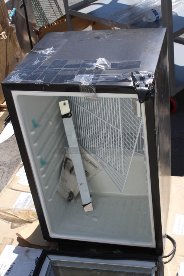 BRAND NEW SCRATCH & DENT! Galaxy CRG-3 Black Customizable Countertop Display Refrigerated Merchandiser. - 2.5 cu ft. 17-1/8x19-11/16x27-5/16 Door framing is damaged. - Image 2 of 3