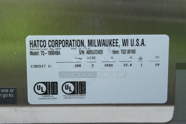 BRAND NEW SCRATCH & DENT! Hatco TQ-1800HBA Toast Qwik One Side Conveyor Toaster - 3" Opening, 208V S/N: 4685372420 18-1/2x22-3/4x16-1/2 - Image 7 of 12