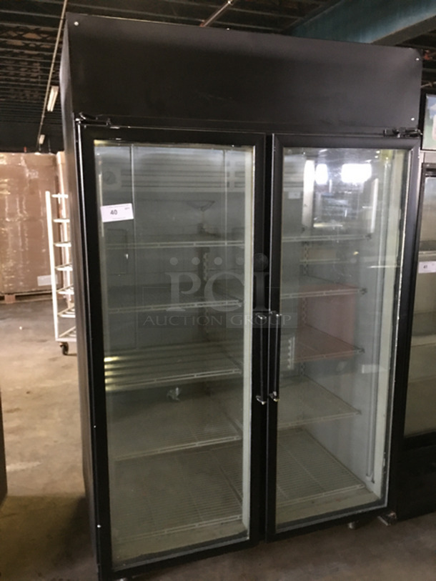 Commercial Freezer 2 Door Reach In Display Case Merchandiser! With View Through Doors! With Poly Coated Racks! On Legs!