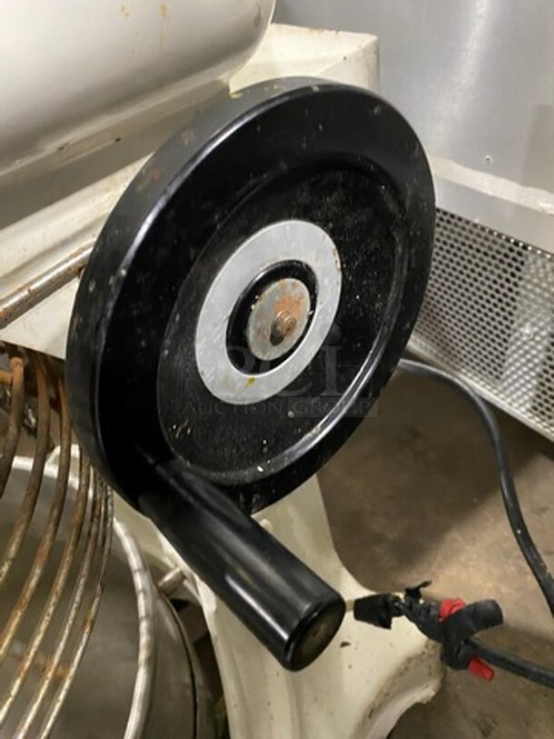 Eurodib Commercial Floor Style 30 QT Planetary Mixer! With Mixing Bowl And Guard! With Spiral Hook Attachment! WORKING WHEN REMOVED! Model: M30A 120V - Image 7 of 9