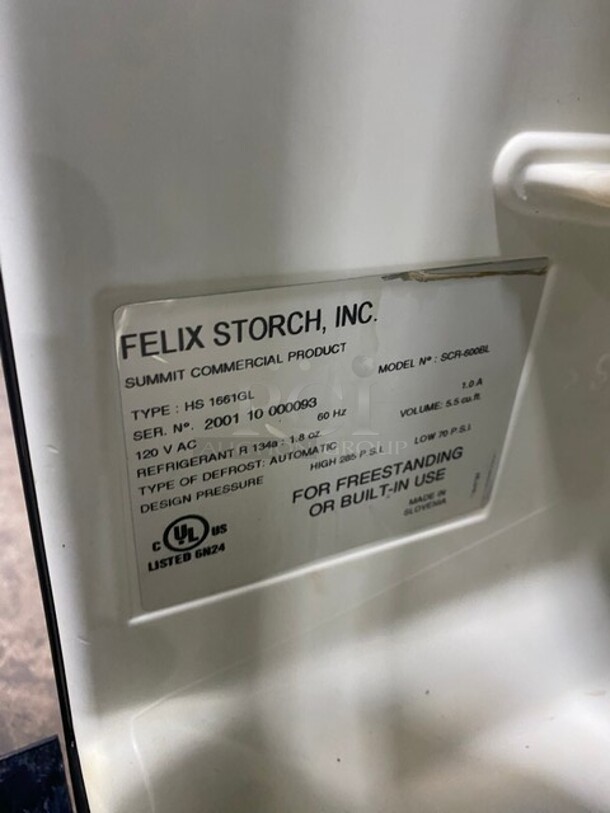 Felix Storch Commercial Countertop Single Door Cooler Merchandiser! With Poly Coated Racks! Model SCR600BL Serial 200110000093! 120V! - Image 6 of 7