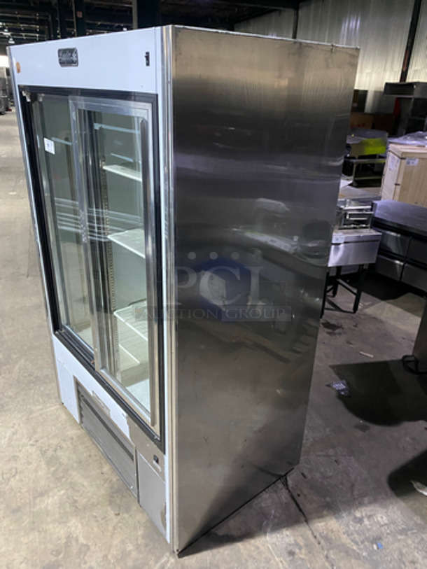 Leader Commercial Refrigerated 2 Door Reach In Merchandiser! With Sliding View Through Doors! With Poly Coated Racks! Stainless Steel Body! Model: LS48SC SN: PV08C2002 115V 60HZ 1 Phase - Image 4 of 10