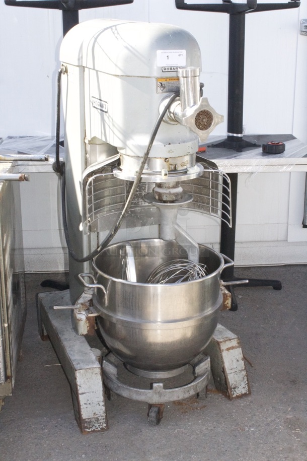 Hobart H-600T 60 Quart Mixer With Bowl, Dolly, Hook, Whip, Paddle and Grinder Attachment. Tested In Proper Working Order.  - Image 2 of 9