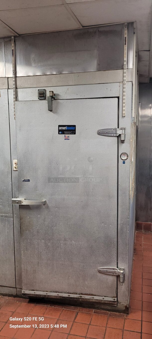 2 AmeriKooler Walk In Boxes That Make One 8'x14' Combo Box w/ Tecumseh AKA9461EXDXE 208-230 Volt, 1 Phase Compressor, ELP05202BER 208-230 Volt, 1 Phase Evaporator Fan, Heatcraft LSC070AK 115 Volt, 1 Phase Evaporator Fan and 240 Volt, 1 Phase Compressor. 2 Times Your Bid! Information Provided By The Consignor But Not Verified By PCI Auctions. Picture of the Unit Before Removal Is Included In the Listing. - Image 2 of 9