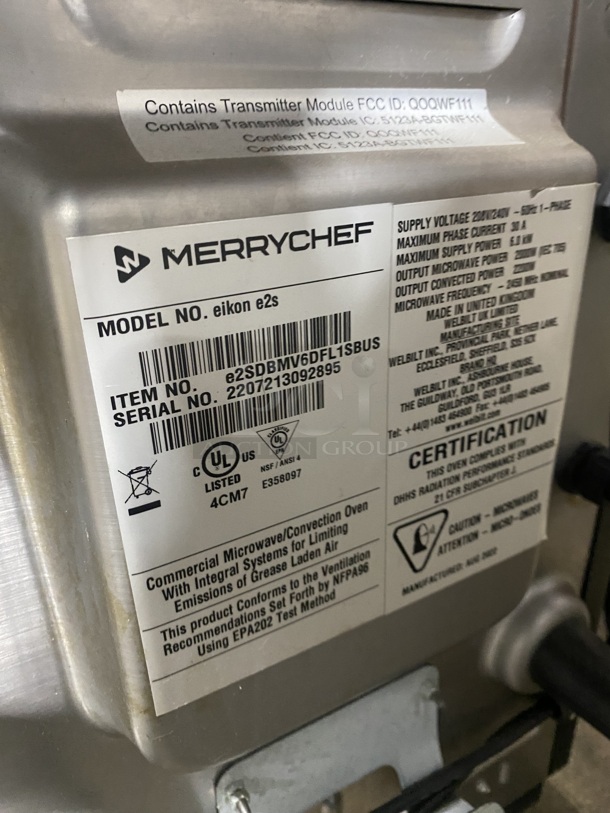NICE! LATE MODEL! Merrychef Commercial Countertop Rapid Cook Turbo Oven! Model EIKONE2S! 208/240V 1 Phase! - Image 4 of 8