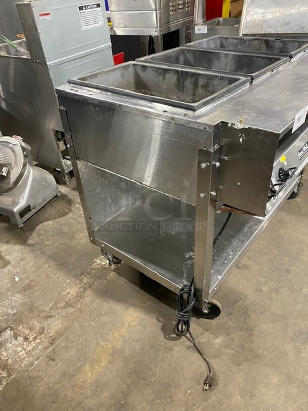 Vollrath Commercial Hot Food Table w/ (3) Wells! Natural Gas Powered! On Commercial Casters!  Working When Removed! MODEL 38003 120V  - Image 3 of 11
