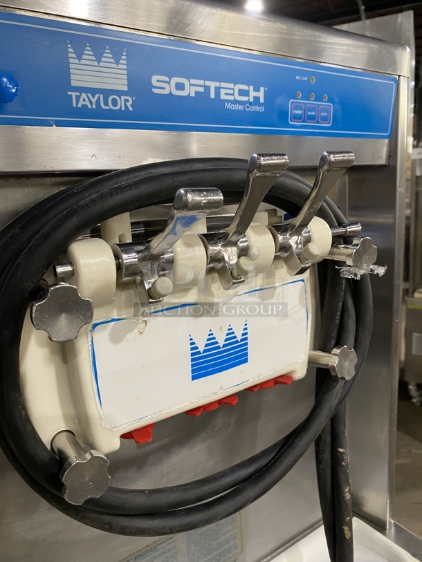 Taylor Commercial Floor Style Dual Soft Serve Ice Cream Machine! With 2 Hoppers & 3 Flavor Dispensers! All Stainless Steel! On Casters! 208/230V 3 Phase! Model: 754-33 SN:118118713! - Image 6 of 9