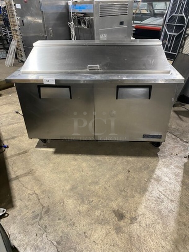 True Commercial Refrigerated Sandwich Prep Table! With 2 Door Underneath Storage Space! All Stainless Steel! On Casters! WORKING WHEN REMOVED! Model: TSSU6024MBST SN: 5175478 115V 60HZ 1 Phase - Image 1 of 10