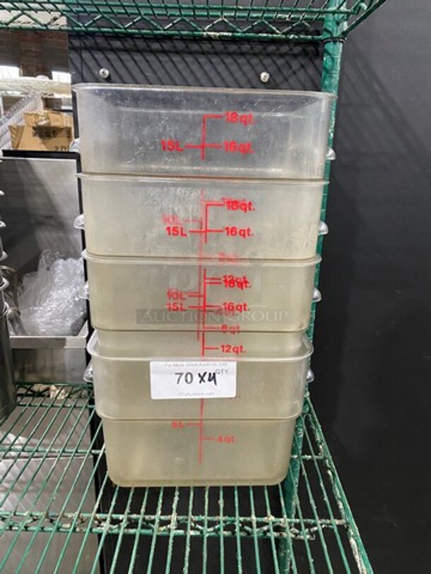 Cambro 18Qt And 12Qt Clear Poly Food Containers! 4x Your Bid! - Image 1 of 8
