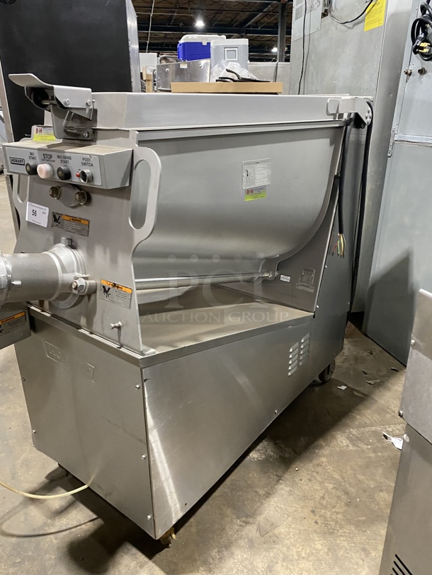 Hobart MG2032 Metal Commercial Floor Style Electric Powered Meat Mixer/Grinder w/ Foot Pedal on Commercial Casters! 3 Phase. MODEL:MG2032 SN:31-1433!
 - Image 2 of 10