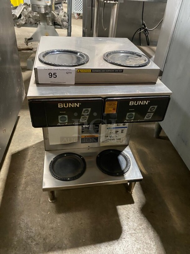 Bunn Commercial Countertop Dual Coffee Machine! With 4 Coffee Pot Warmers! All Stainless Steel! On Small Legs! Model: CDBC2/2TWIN SN: TWIN055798 120V 60HZ 1 Ph