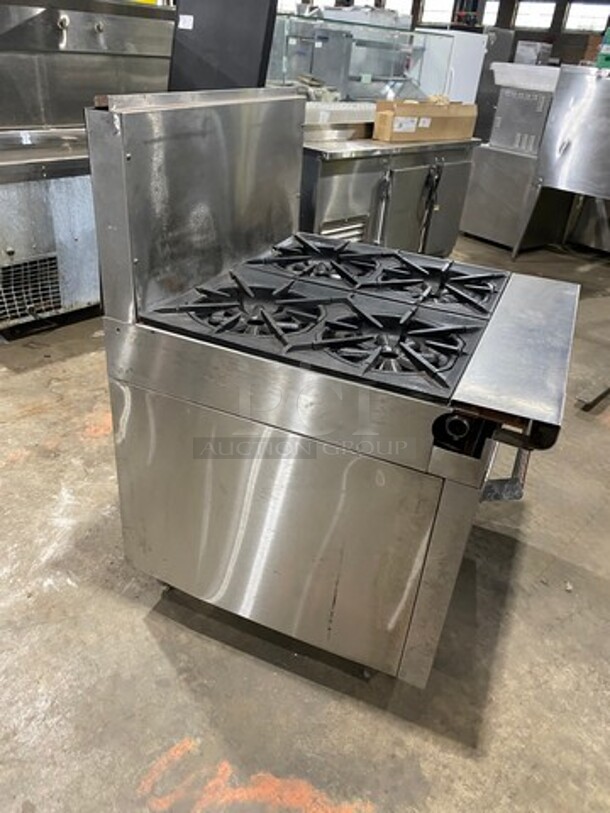 Garland Commercial Natural Gas Powered WIDE BODY 4 Burner Stove! With Oven Underneath! All Stainless Steel! With Raised Back Splash! GREAT FOR BIG POTS! On Legs! - Image 4 of 10