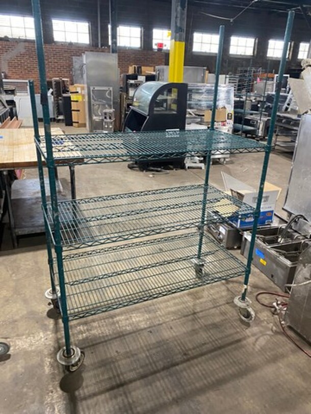 Metro Green Poly Coated 3 Tier Shelf! On Casters! BUYER MUST DISMANTLE! PCI CANNOT DISMANTLE FOR SHIPPING! PLEASE CONSIDER FREIGHT CHARGES! - Image 2 of 5