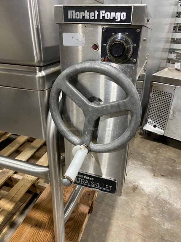 WOW! Market Forge Commercial Natural Gas Powered Tilted Braising Pan/Ultra Tilt Skillet! All Stainless Steel! On Legs! 115V 1 Phase! Model: 1300-2! Working When Removed!  - Image 6 of 8