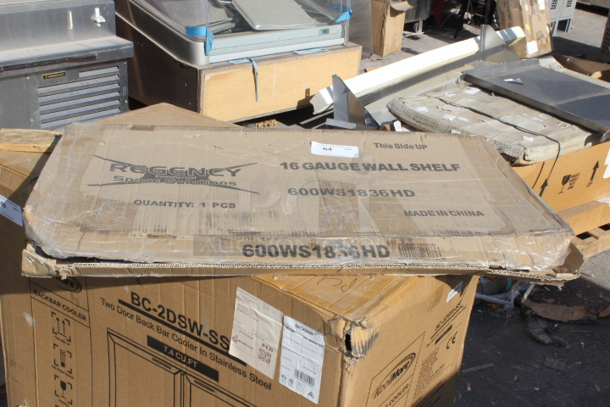 BRAND NEW SCRATCH & DENT! Regency 600WS1836HD 16 Gauge Stainless Steel 18" x 36" Heavy Duty Wall Shelf - Image 2 of 3