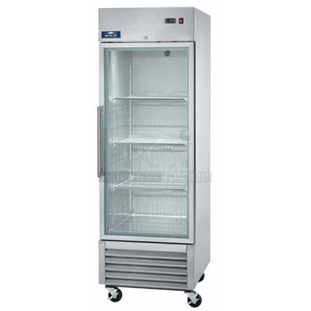 BRAND NEW! Arctic Air AGR23 Stainless Steel Commercial Single Door Reach In Cooler Merchandiser w/ Poly Coated Racks. 115 Volts, 1 Phase. Tested and Working!