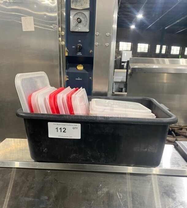 ALL ONE MONEY! Cambro Red And Clear Poly Food Container Lids! - Image 1 of 7