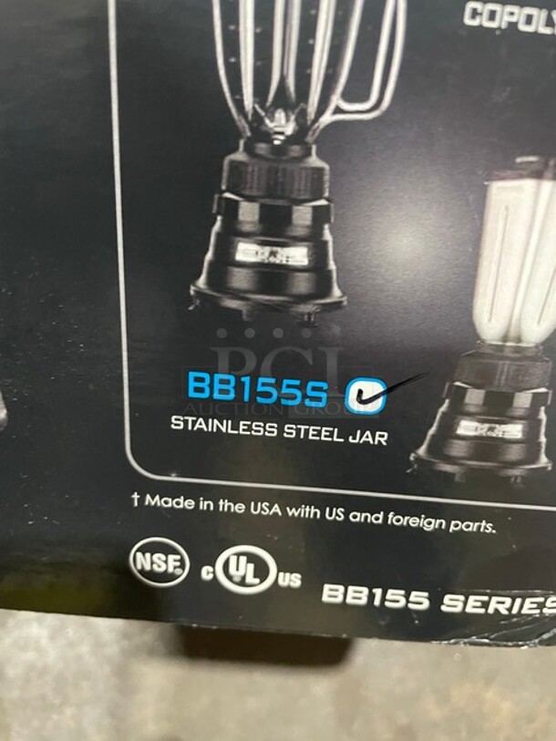 BRAND NEW! IN THE BOX! Waring Commercial Countertop Blender! With Pitcher! All Stainless Steel Jar! Model BB155S! 120V 1 Phase!  - Image 4 of 4