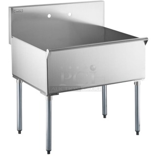BRAND NEW SCRATCH & DENT! Steelton 36" x 24" x 14" Utility Sink for (1) 8" Center Faucet. Welds are broken. Does not include legs. 