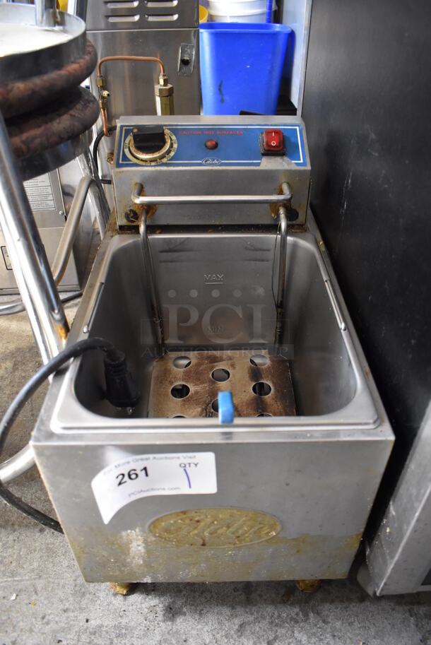 Globe Stainless Steel Commercial Countertop Electric Powered Fryer. 250 Volts, 1 Phase.