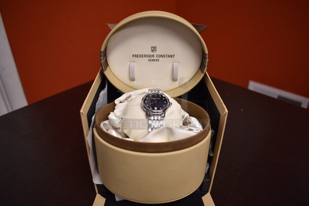 BRAND NEW IN BOX! Frederique Constant Lady Blue Mother Of Pearl Dial with Diamonds Quartz FC-220MPBD1S26B Watch - Image 1 of 4